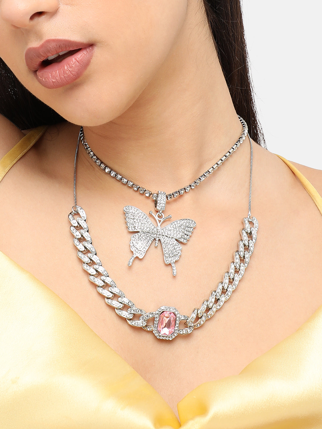 Silver Plated Designer Stone Casual Necklace For Women