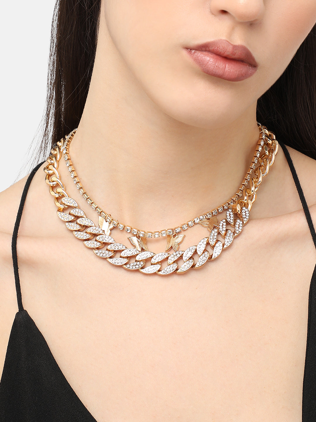 Gold Plated Designer Stone Casual Necklace For Women