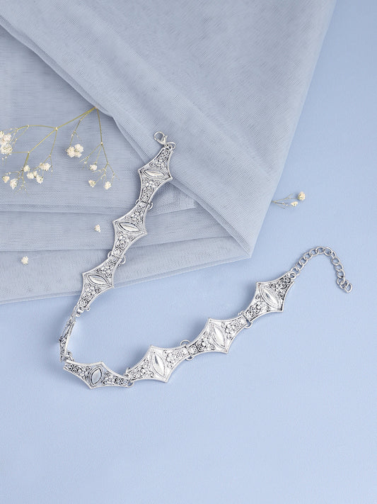 Silver Plated Designer Stone Party Necklace For Women