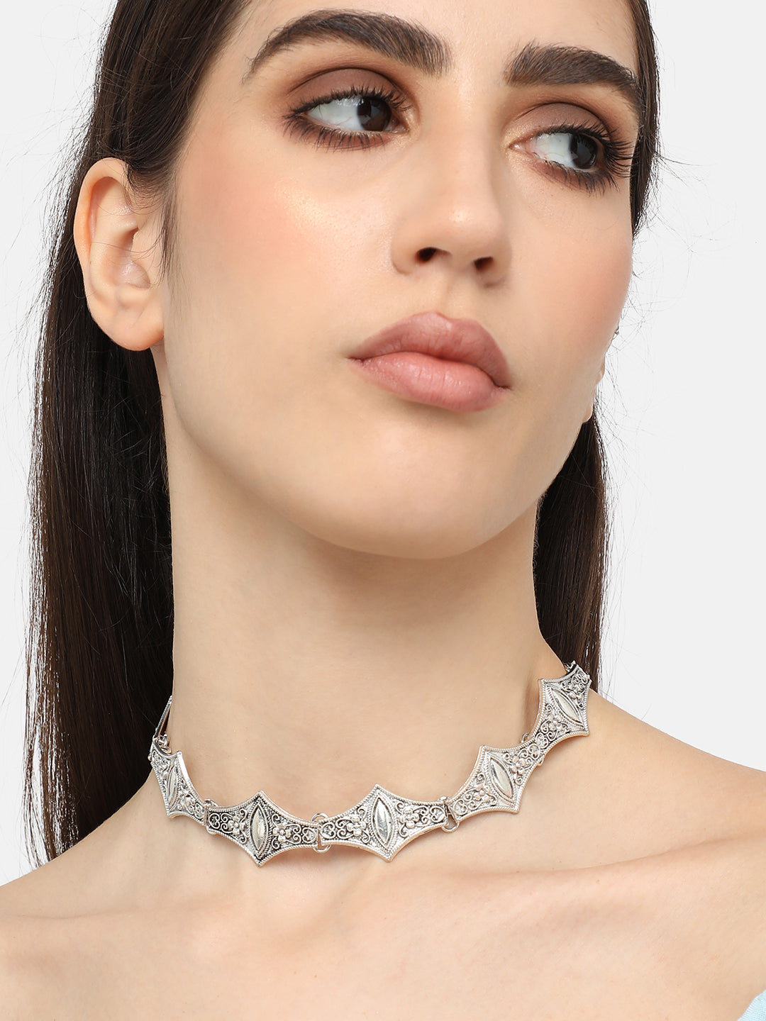 Silver Plated Designer Stone Party Necklace For Women