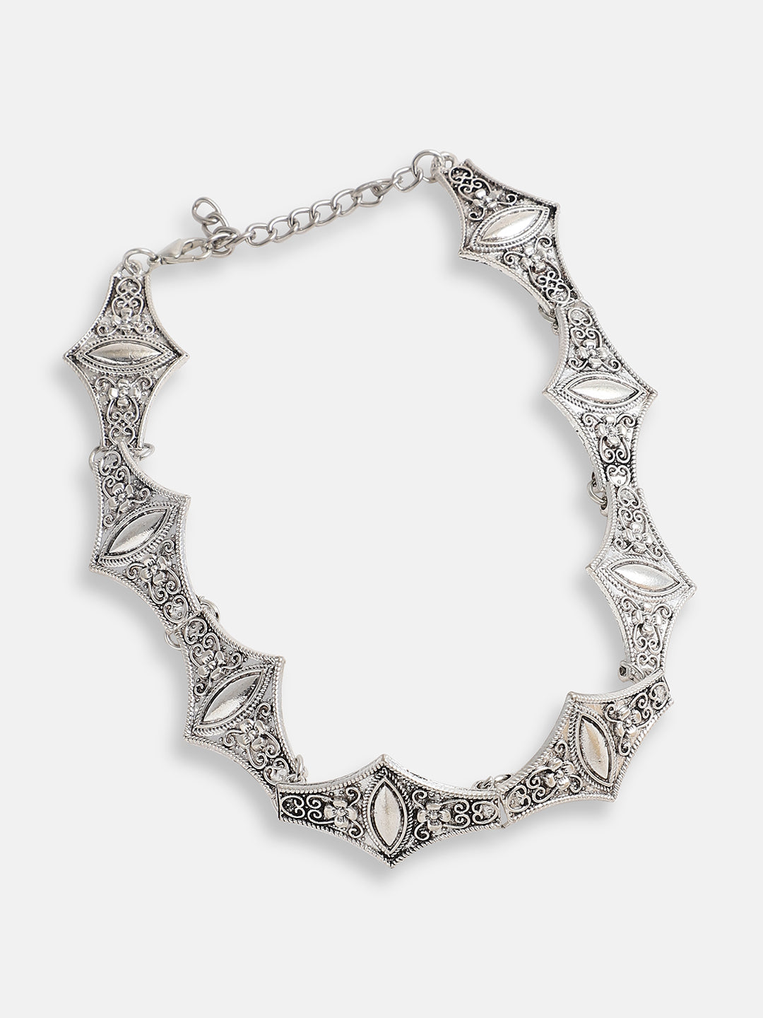 Silver Plated Designer Stone Party Necklace For Women