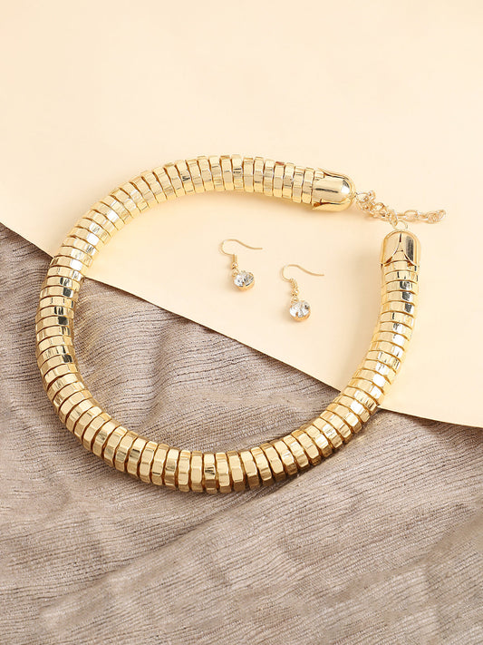 Gold Plated Designer Party Necklace and Earring Set For Women