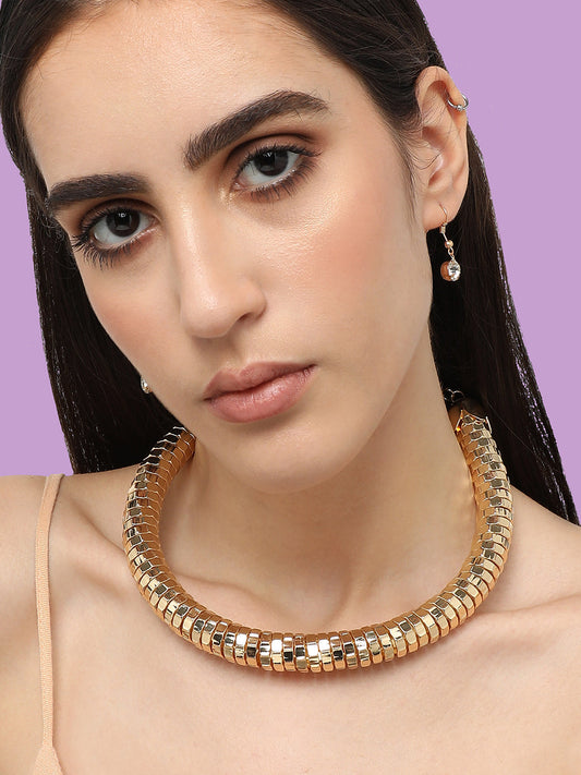 Gold Plated Designer Party Necklace and Earring Set For Women