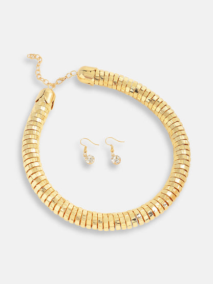 Gold Plated Designer Party Necklace and Earring Set For Women