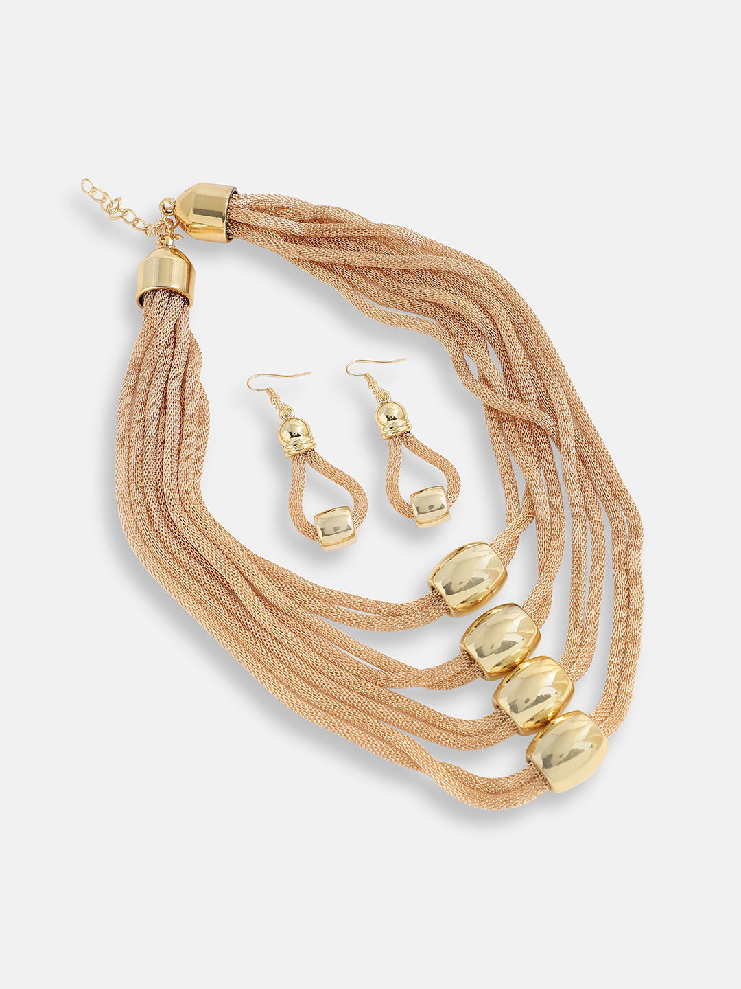 Gold Plated Designer Stone Party Necklace and Earring Set For Women