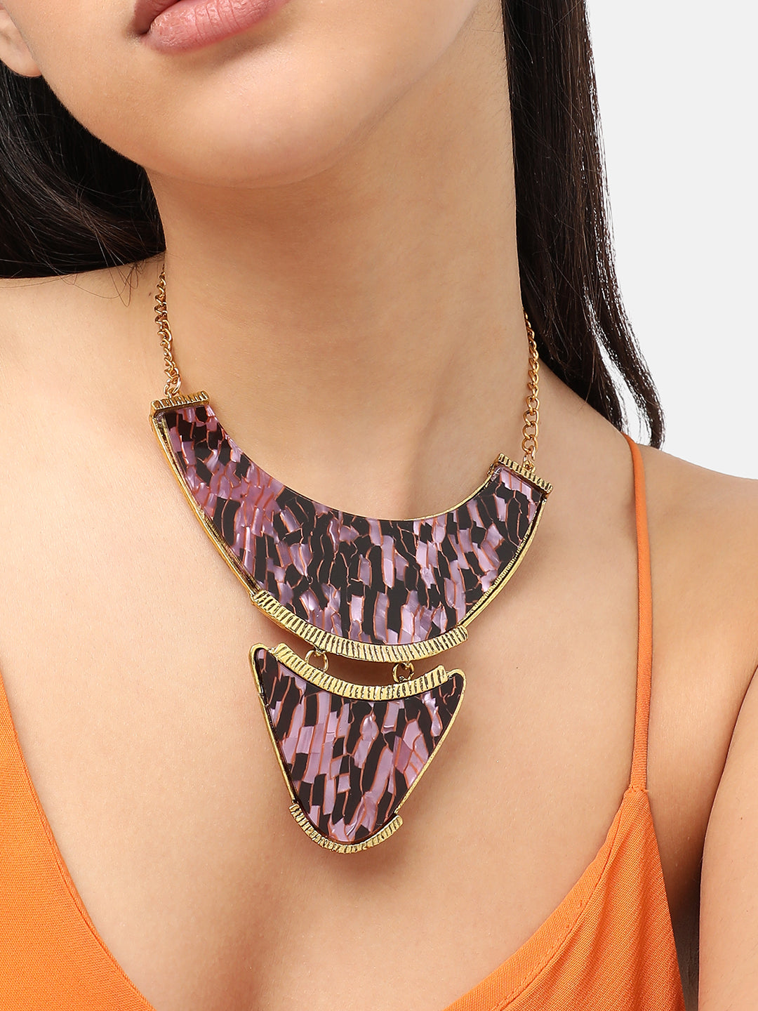 Gold Plated Designer Stone Party Necklace For Women