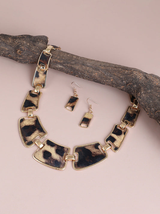 Gold Plated Designer Stone Party Necklace and Earring Set For Women