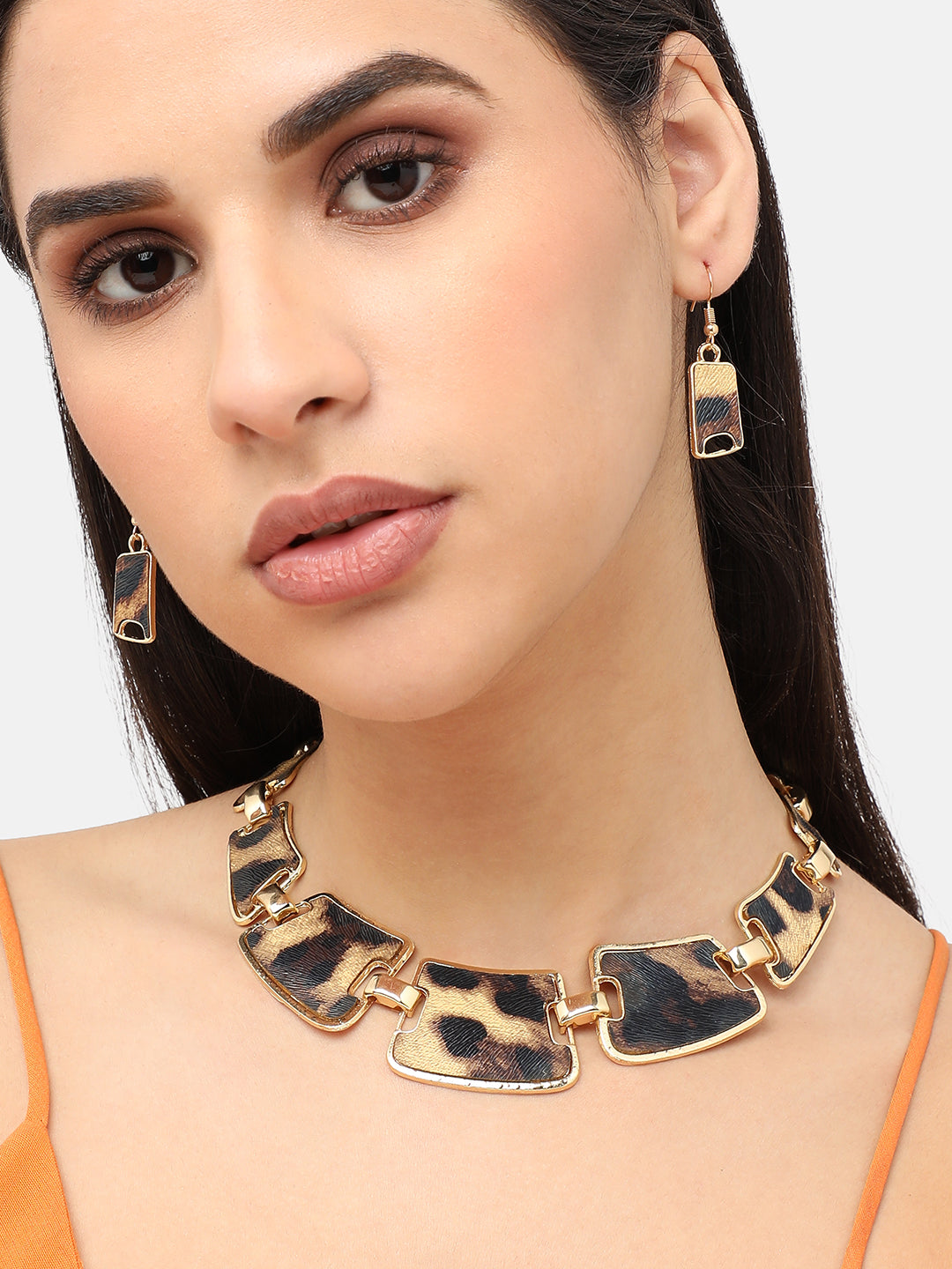 Gold Plated Designer Stone Party Necklace and Earring Set For Women