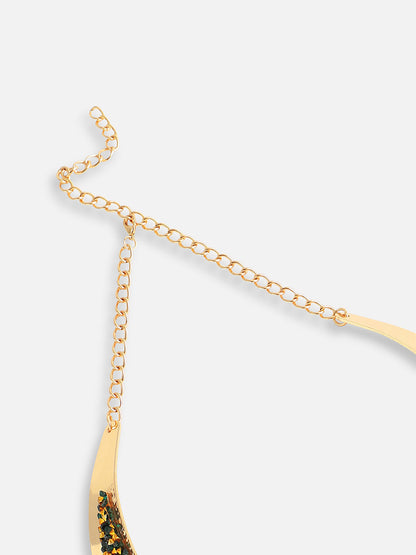 Gold Plated Designer Stone Party Necklace and Earring Set For Women