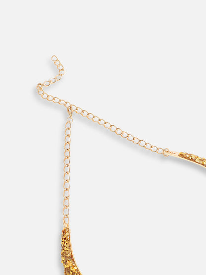 Gold Plated Designer Stone Party Necklace and Earring Set For Women