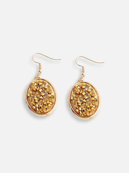 Gold Plated Designer Stone Party Necklace and Earring Set For Women