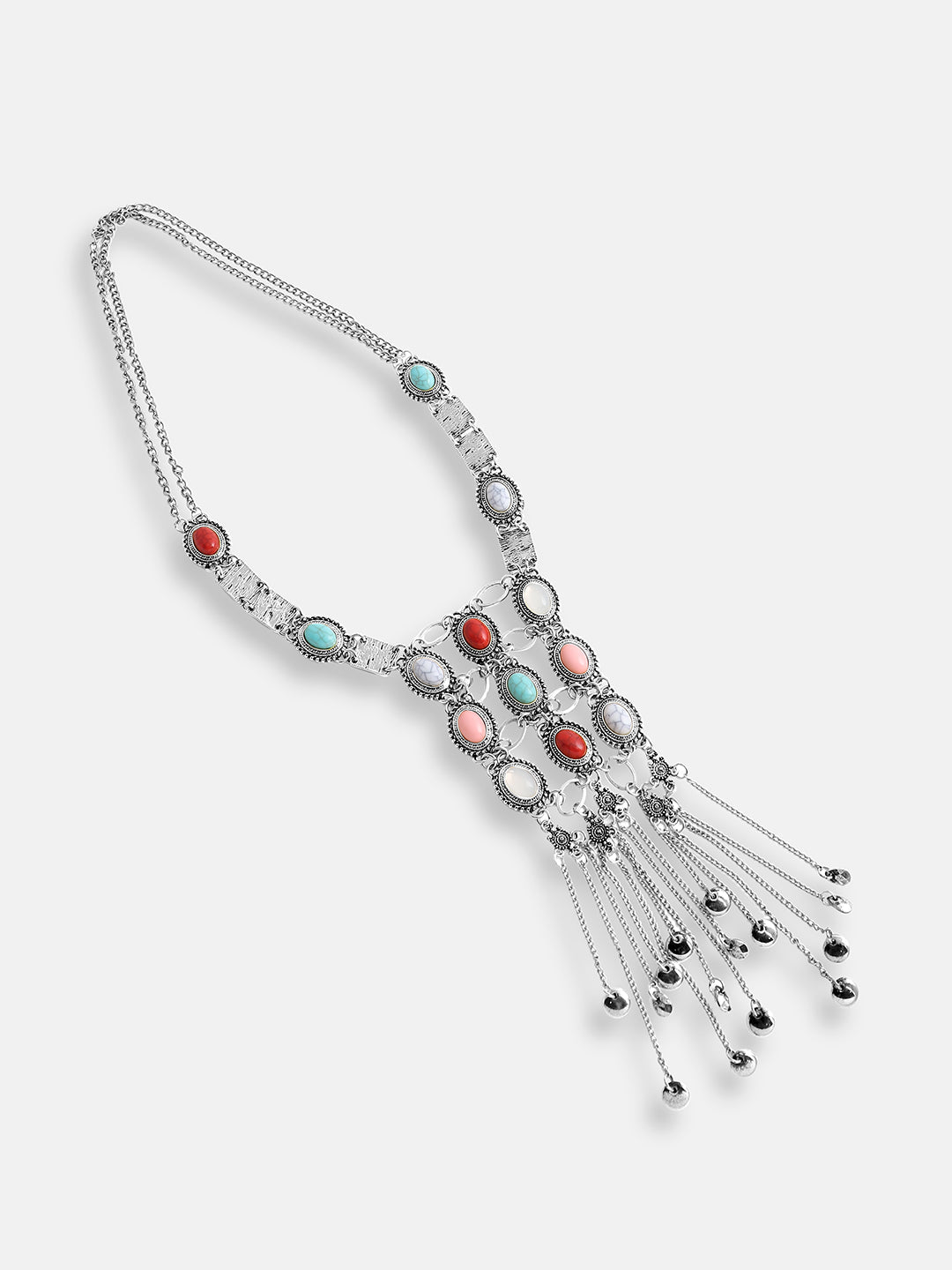 Silver Plated Designer Stone Party Necklace For Women