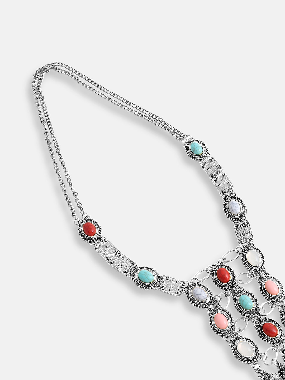 Silver Plated Designer Stone Party Necklace For Women