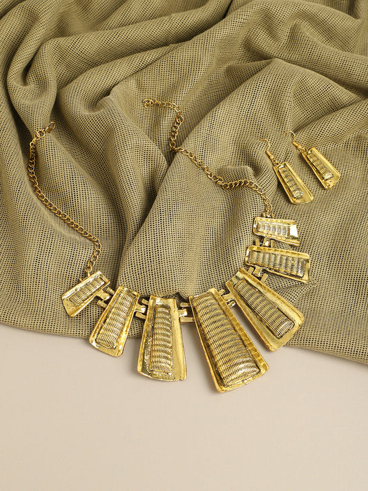 Gold Plated Designer Stone Party Necklace and Earring Set For Women