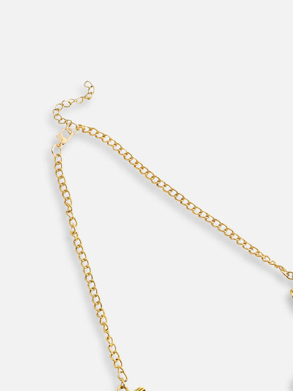 Gold Plated Designer Stone Party Necklace and Earring Set For Women
