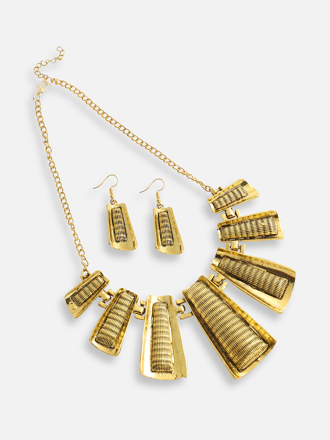 Gold Plated Designer Stone Party Necklace and Earring Set For Women