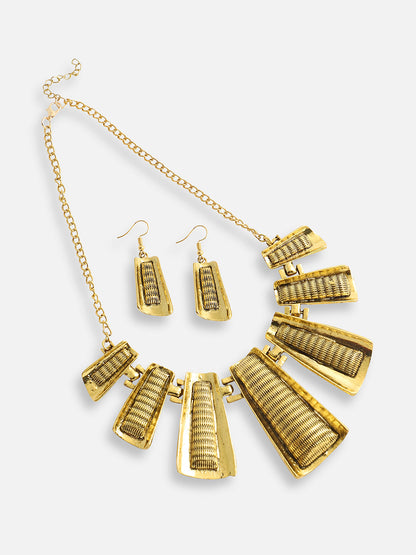 Gold Plated Designer Stone Party Necklace and Earring Set For Women