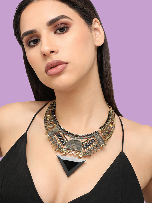 Gold Plated Designer Stone Party Necklace For Women