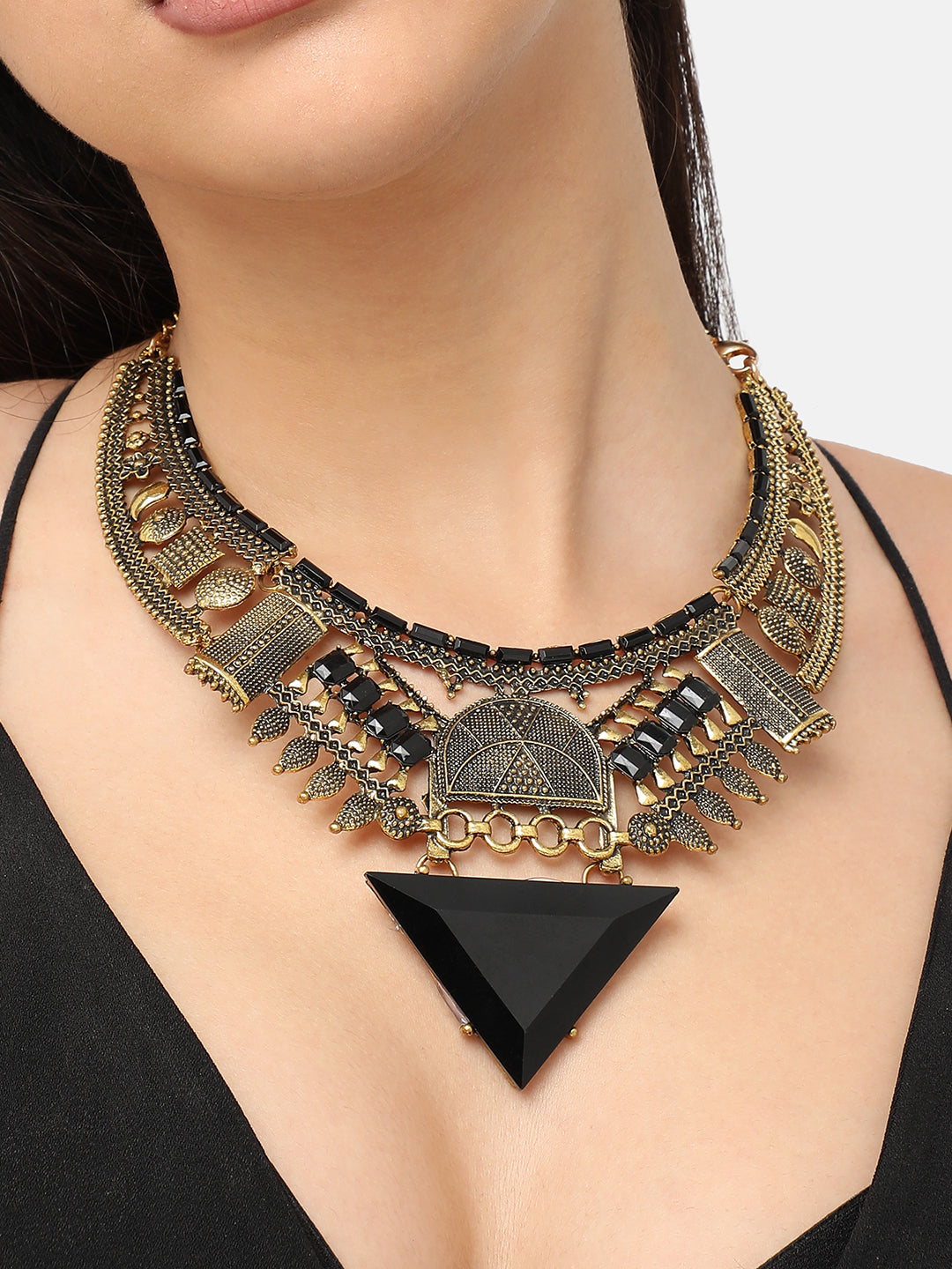 Gold Plated Designer Stone Party Necklace For Women