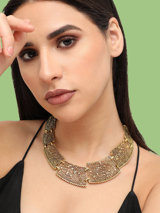Gold Plated Designer Stone Party Necklace For Women