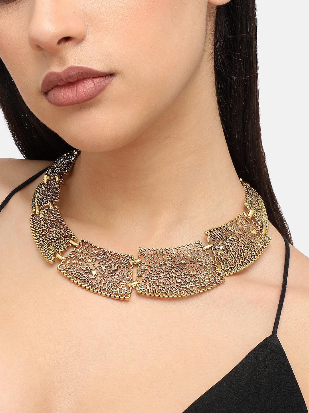 Gold Plated Designer Stone Party Necklace For Women