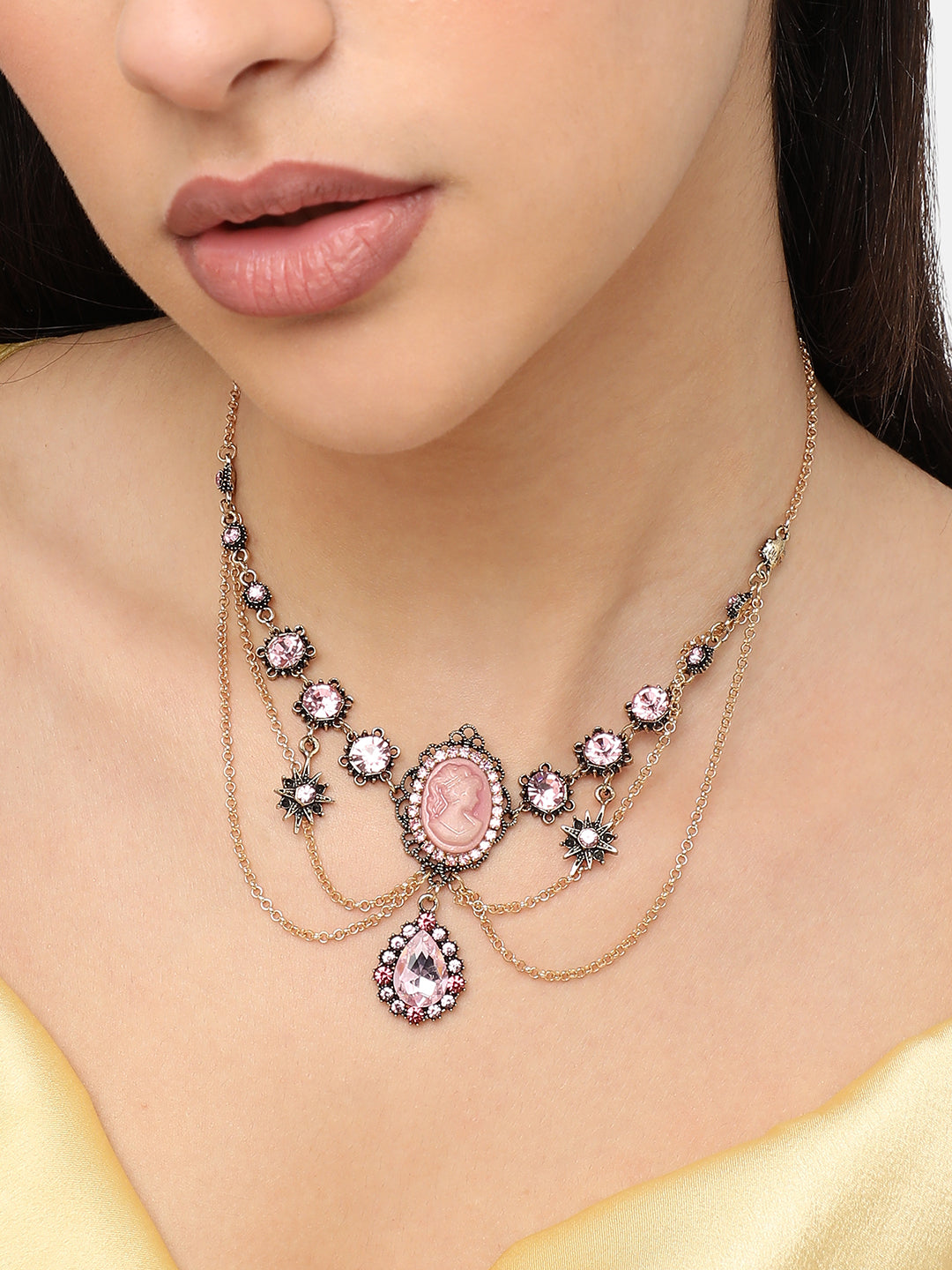 Gold Plated Designer Stone Party Necklace For Women