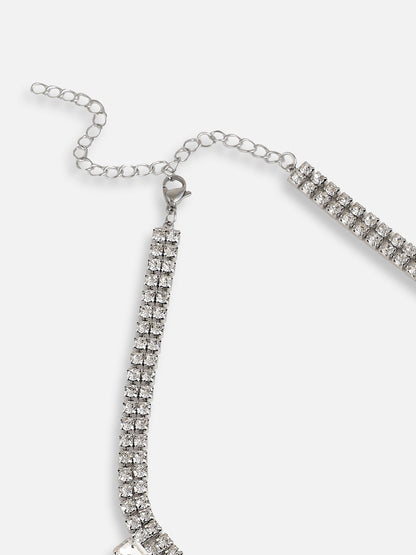 Silver Plated Pearls Party Necklace For Women