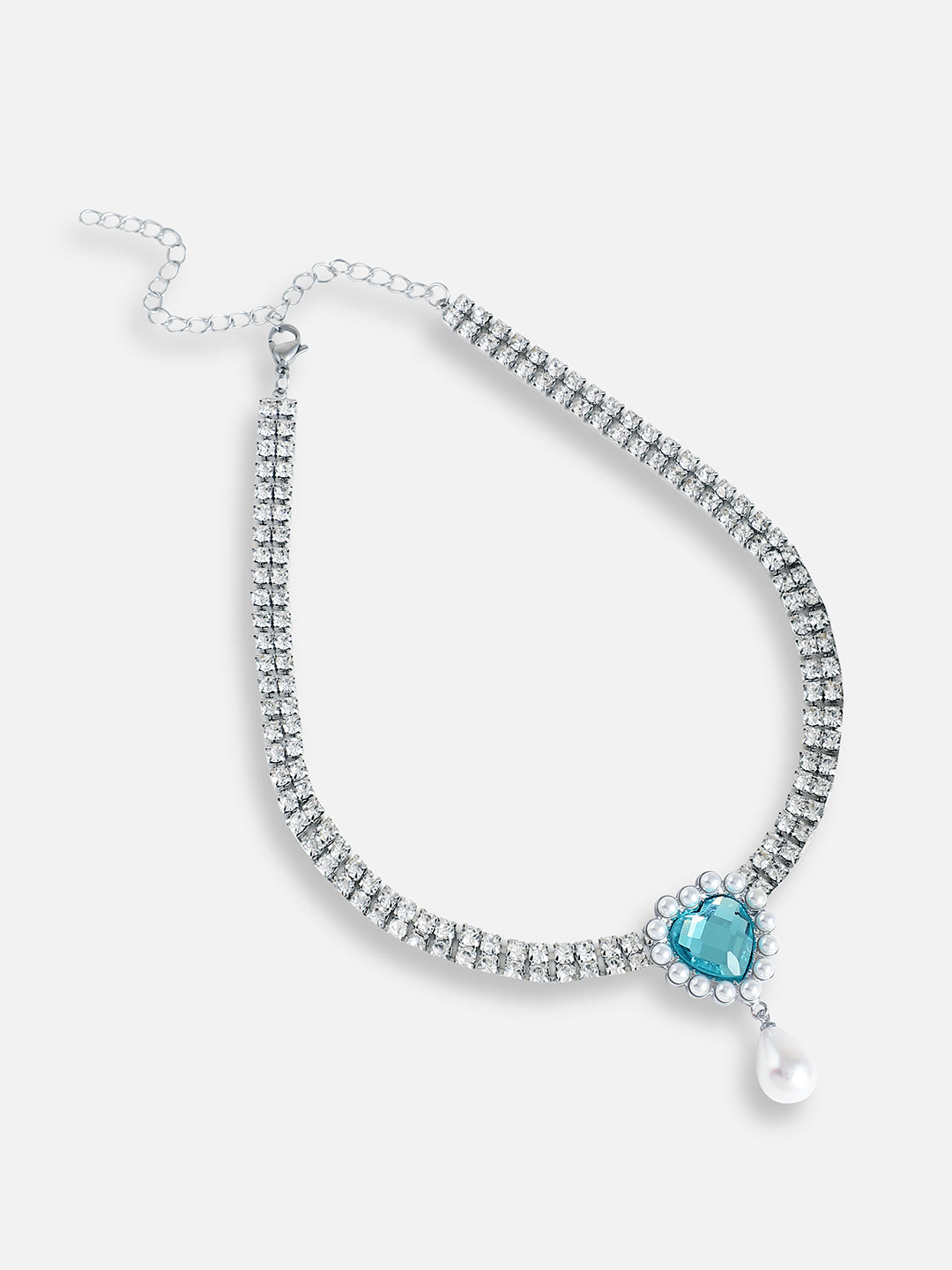 Silver Plated Designer Stone Party Necklace For Women