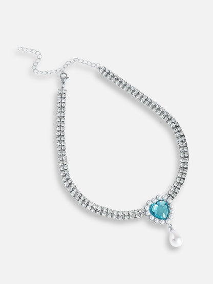 Silver Plated Designer Stone Party Necklace For Women