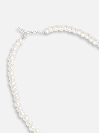 Silver Plated Pearls Party Necklace For Women