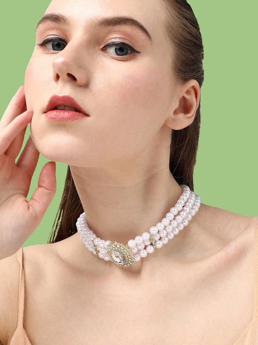 GOLD PLATED PEARLS CASUAL NECKLACE FOR WOMEN