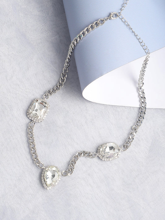 Silver Plated Designer Stone Casual Necklace For Women