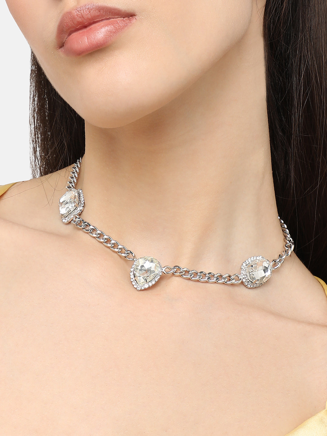 Silver Plated Designer Stone Casual Necklace For Women