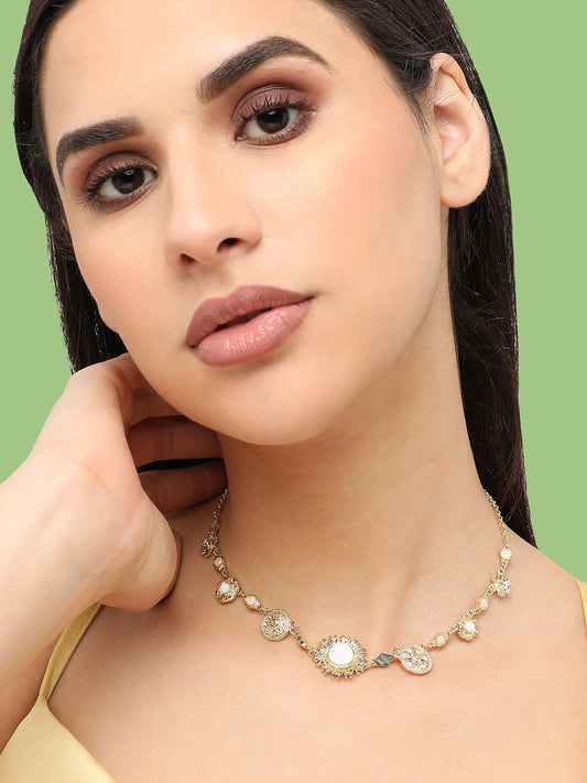 Gold Plated Designer Stone Party Necklace For Women