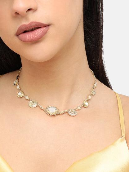 Gold Plated Designer Stone Party Necklace For Women