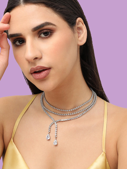 Silver Plated Designer Stone Casual Necklace For Women
