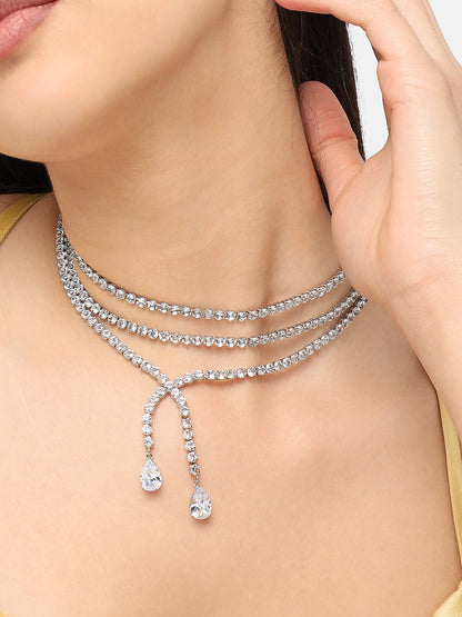 Silver Plated Designer Stone Casual Necklace For Women