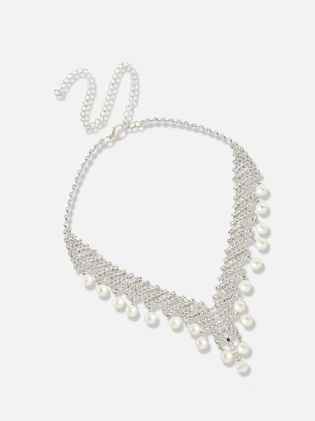 Silver Plated Designer Stone Party Necklace and Earring Set