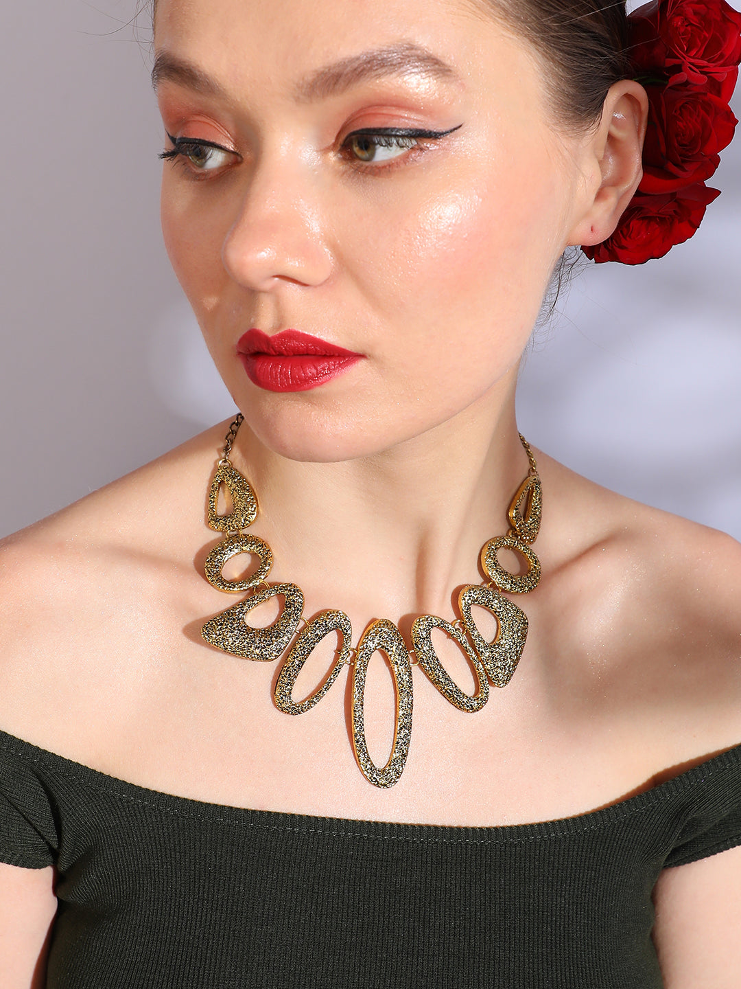 Pack Of Gold-Plated Hoop Earrings & Statement Necklace