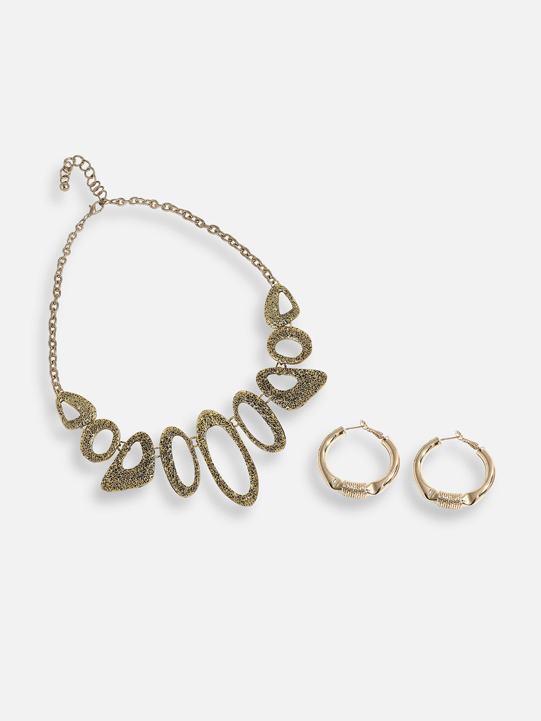 Pack Of Gold-Plated Hoop Earrings & Statement Necklace 