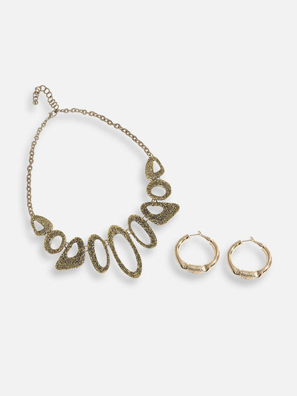 Pack Of Gold-Plated Hoop Earrings & Statement Necklace 