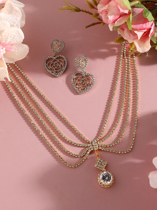 Pack Of Gold-Plated Drop Earrings & Necklace
