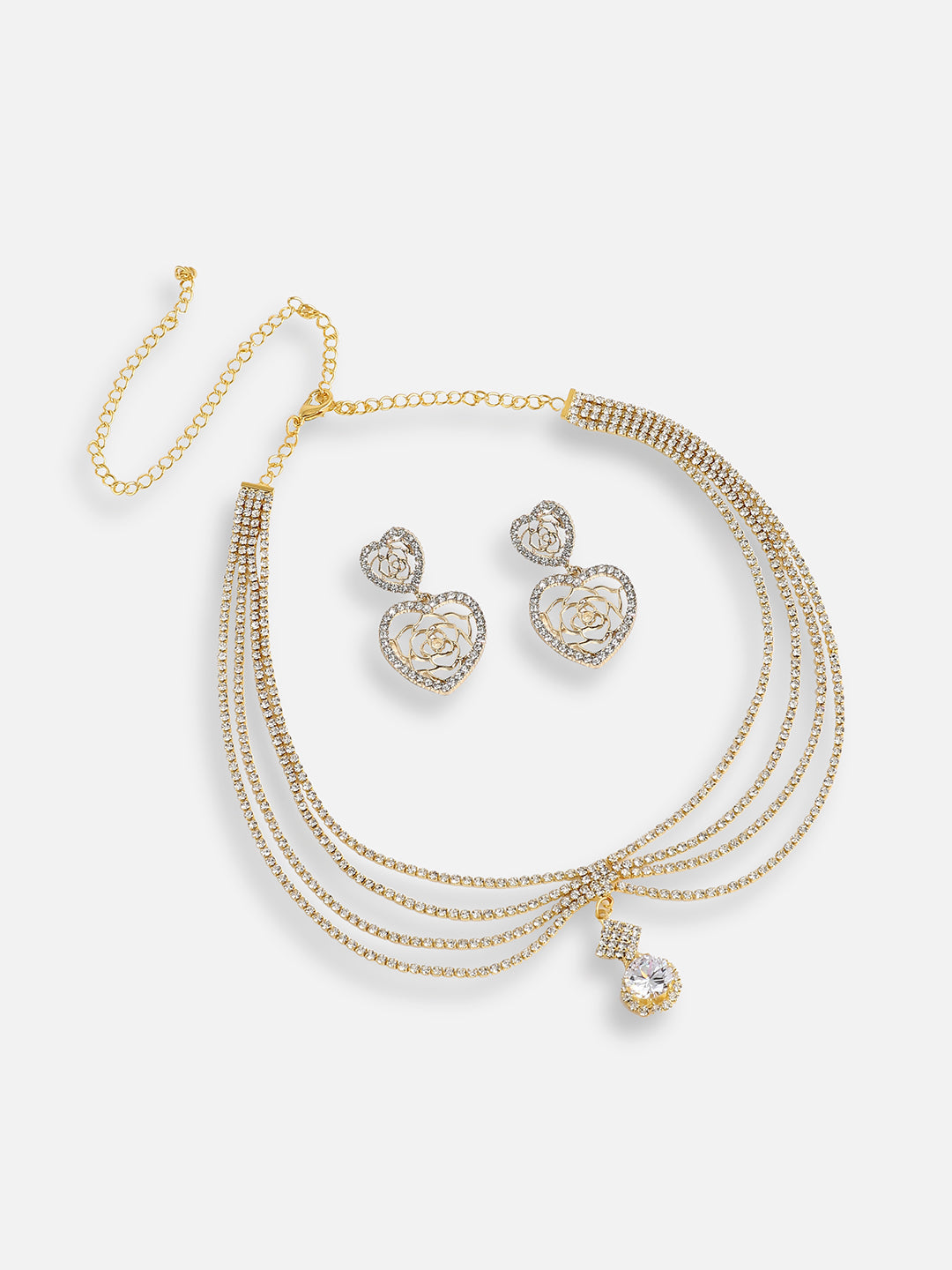Pack Of Gold-Plated Drop Earrings & Necklace