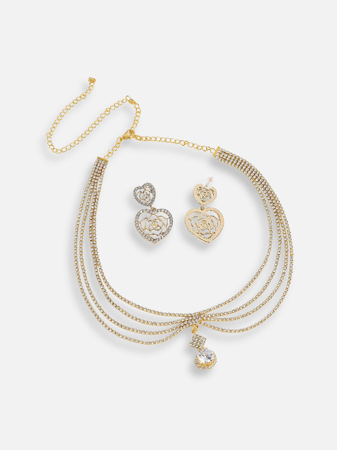 Pack Of Gold-Plated Drop Earrings & Necklace 