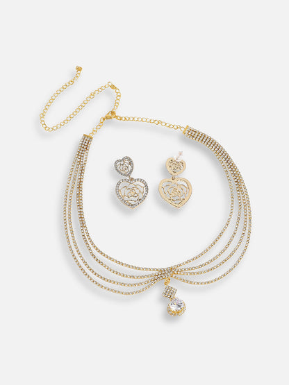 Pack Of Gold-Plated Drop Earrings & Necklace 