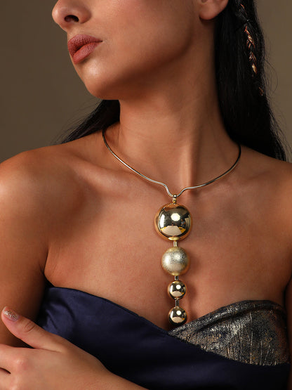 Pack Of Gold-Plated Necklace & Drop Earrings