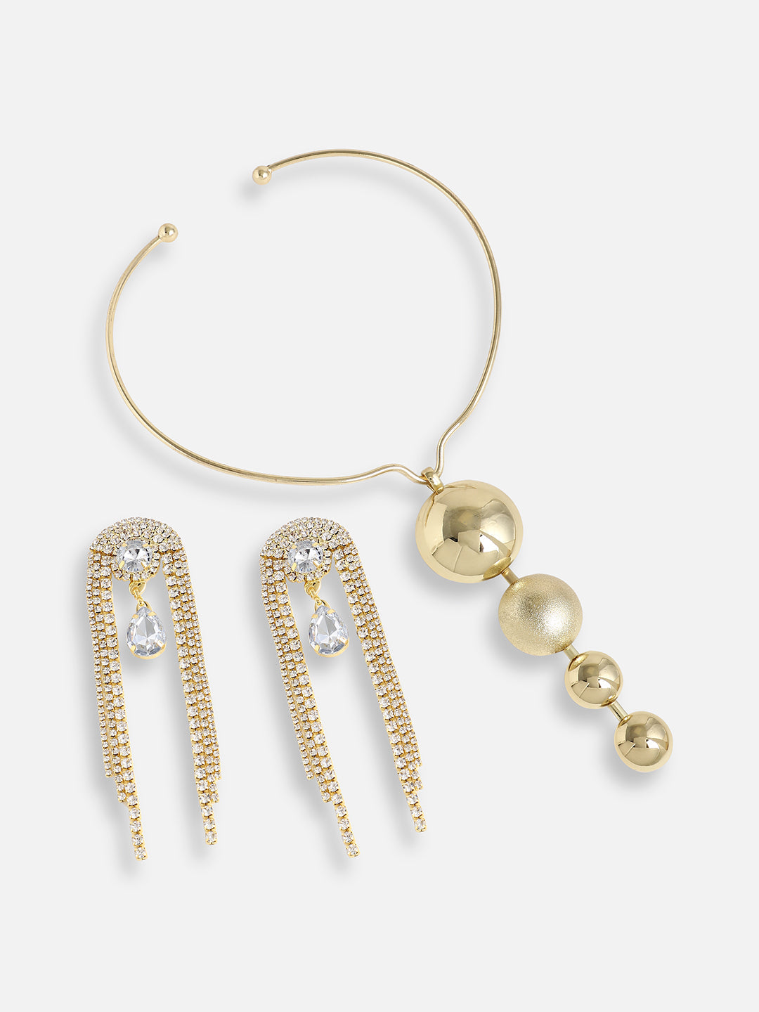 Pack Of Gold-Plated Necklace & Drop Earrings 