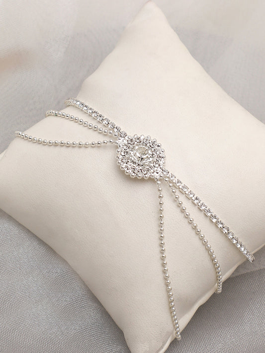 SILVER PLATED PARTY AMERICAN DIAMOND BRACELET FOR WOMEN