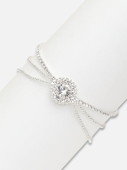 SILVER PLATED PARTY AMERICAN DIAMOND BRACELET FOR WOMEN