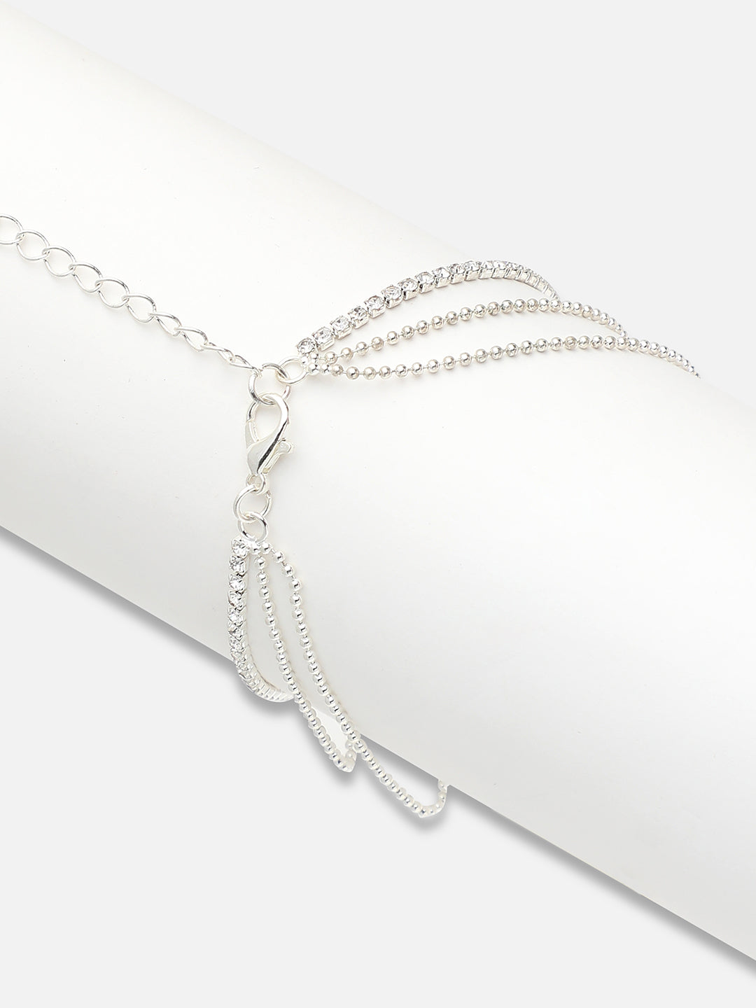 SILVER PLATED PARTY AMERICAN DIAMOND BRACELET FOR WOMEN